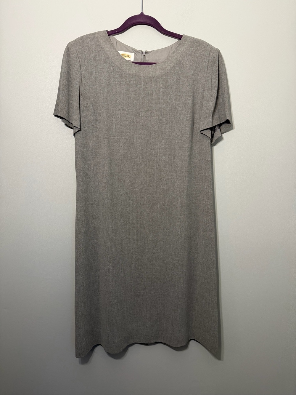 Talbots Gray Flutter-Sleeve Shift Midi Dress